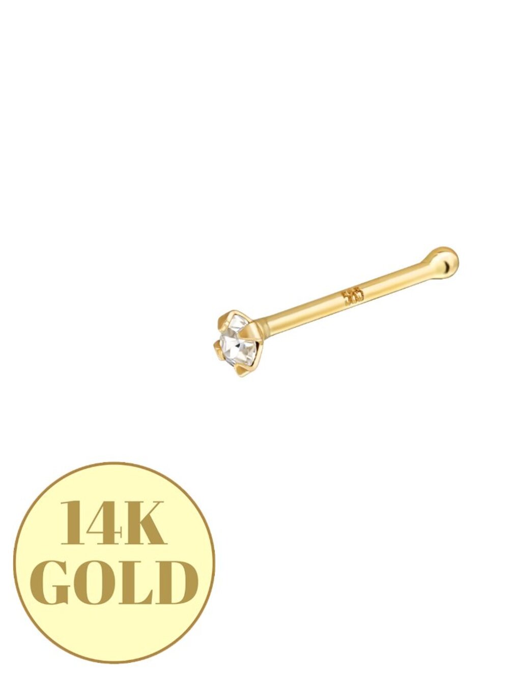 Solid 14k Gold 4 Prong Crystal Nose Stud